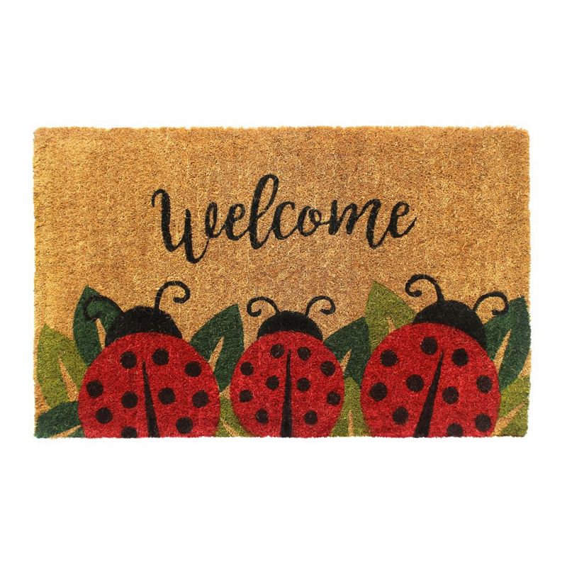 RugSmith Handloom Woven and Printed Ladybug Coir Doormat