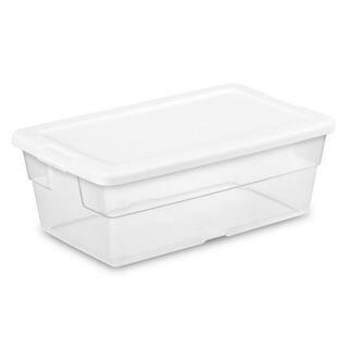 Sterilite 6 Qt. Plastic Storage Container Bin Snap Close White Lid in Clear (12 Pack) 12 X 16428012