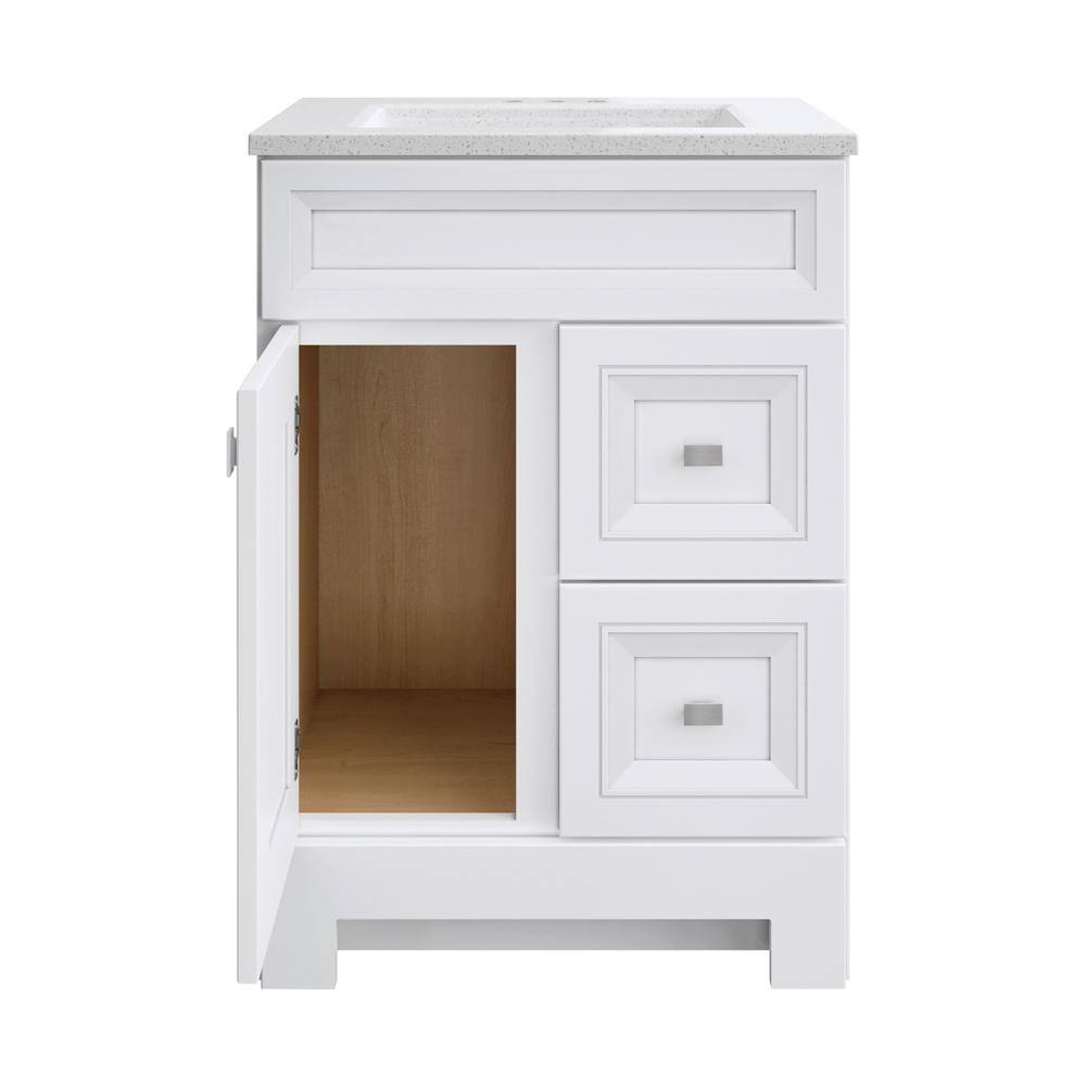 Home Decorators Collection Sedgewood 24.5 in. W x 18.8 in. D x 34.4 in. H Freestanding Bath Vanity in White with Arctic Solid Surface Top PPLNKWHT24D