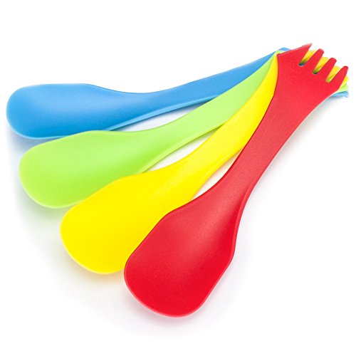 Grizzly Peak Pack of 4 Tritan Camping Sporks, Multi-color and Lightweight