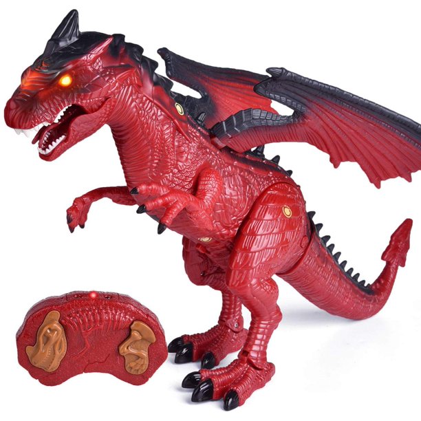 Allaugh Infrared RC Dinosaur Toys Remote Control Dragon Shaking Head Walking Spray Kids Toy Gift