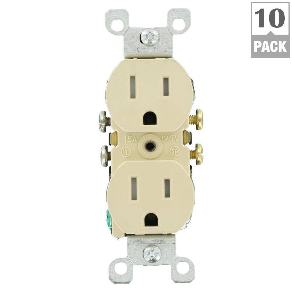 Leviton 15 Amp Tamper Resistant Duplex Outlet Ivory (10-Pack) M21-T5320-IMP