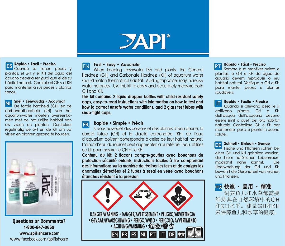 API GH and KH General and Carbonate Hardness Freshwater Aquarium Test Kit