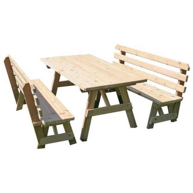 Creekvine Designs WF32WTBB4-2CVD 32 in. Wide 4 ft. Classic Family Red Cedar Picnic Table with 4 ft. 2 Backed Benches