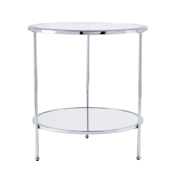 SEI Furniture Rainier Round Metal and Glass Side Table