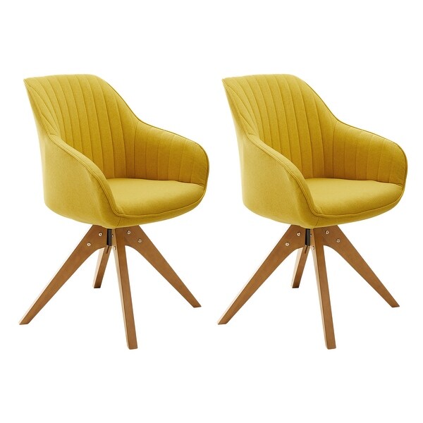 Art Leon Swivel Dining Chairs with Wood Legs (Set of 2)