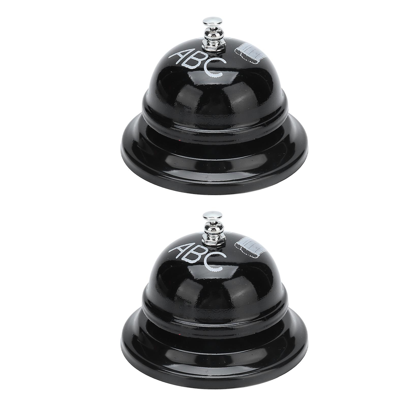 2pcs Service Bell Exquisite Clear Sound Classic Shape Polishing Glossy Nonslip Base Call Bell For Hotel Restaurant Homeblack