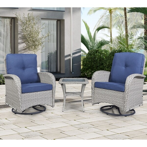 Swivel Patio Chair and Table 3 Piece Outdoor Furniture Set