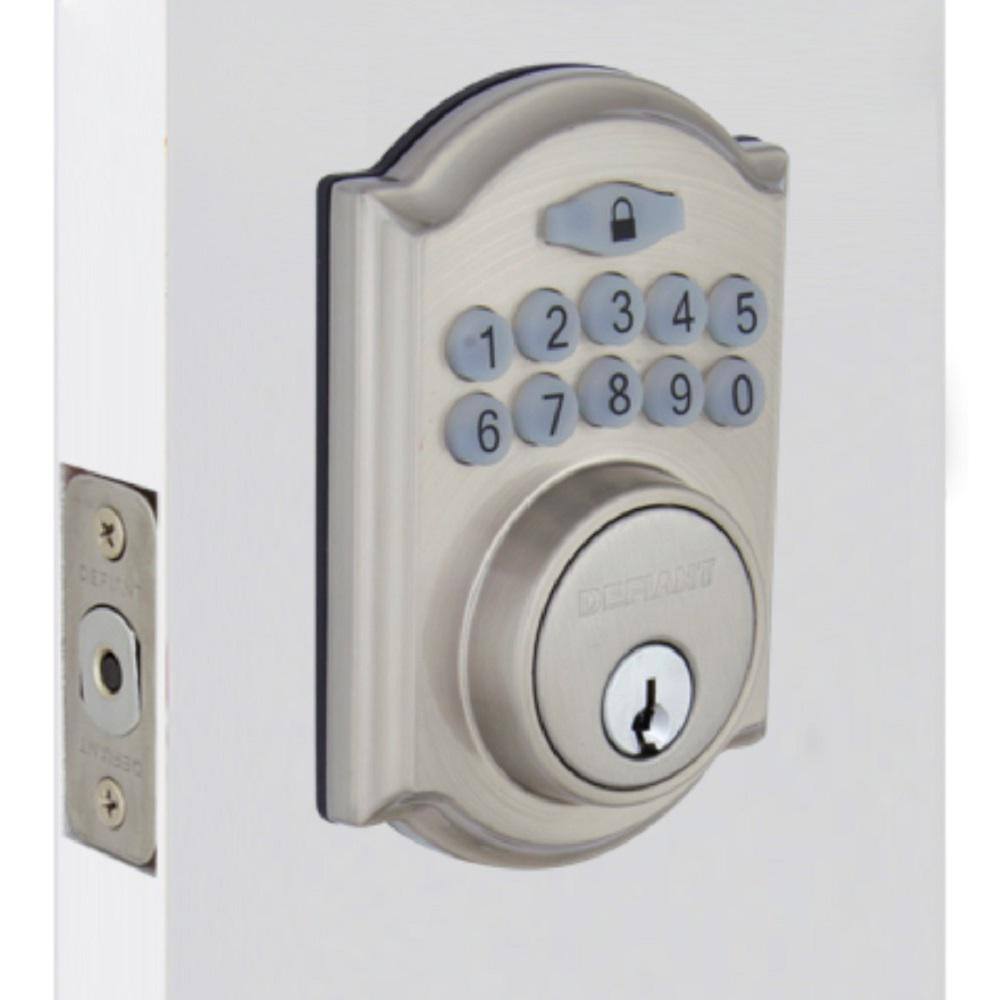 Defiant Castle Satin Nickel Single Cylinder Electronic Keypad Deadbolt GA7X2D01AA