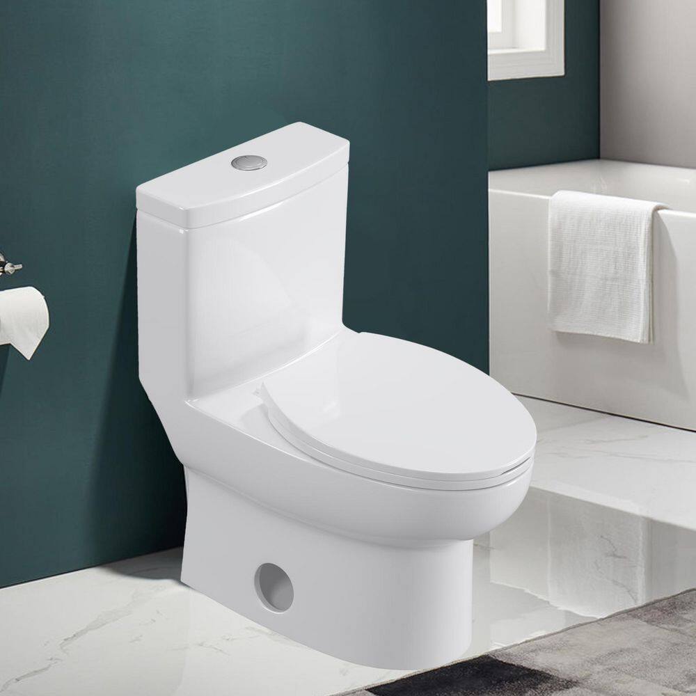 UPIKER Modern 12 in. Rough-In 1-piece 1.27 GPF Dual Flush Elongated Toilet in White Seat Included UP2210TOW12A003