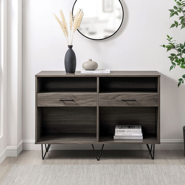 Croft Slate Gray Hairpin Leg Two-Drawer Entry Console