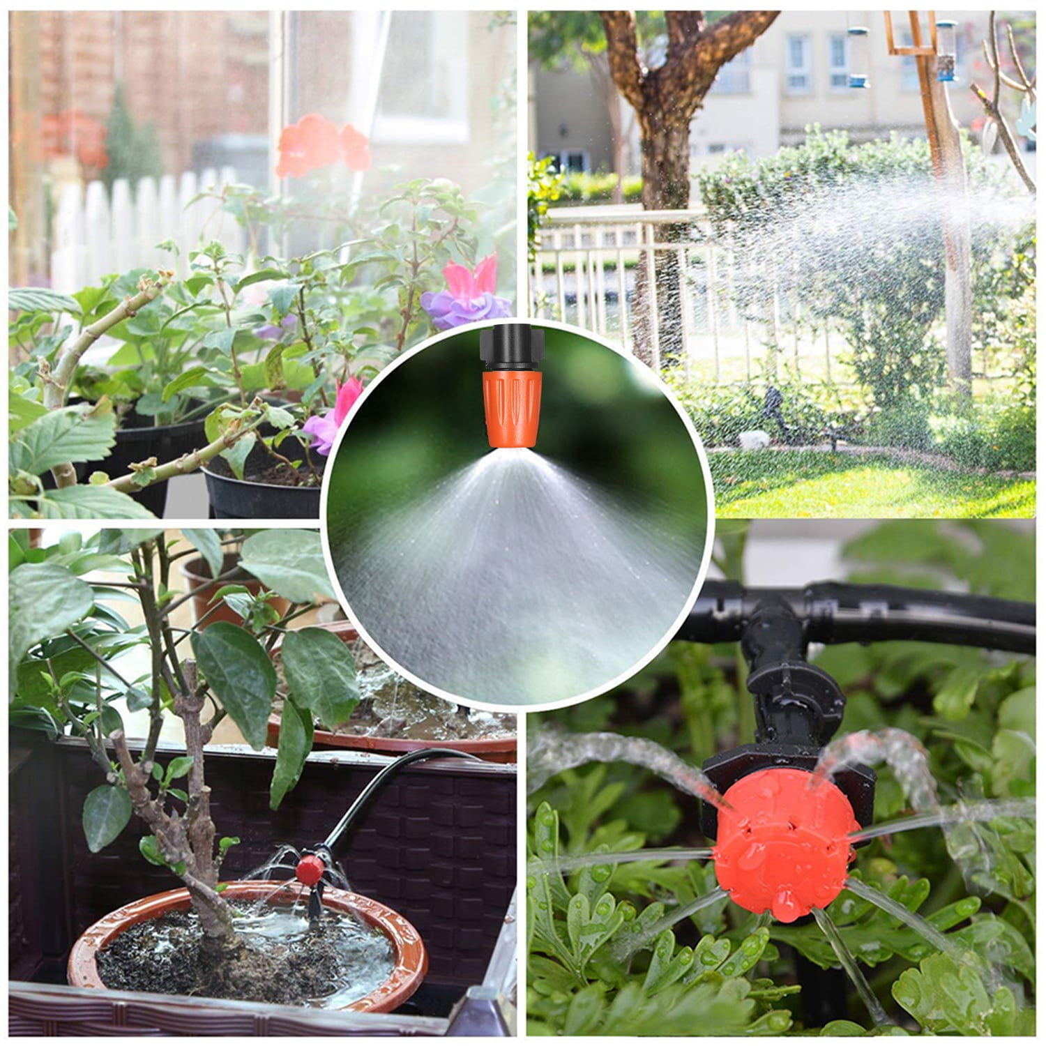 Plant Watering Drip Irrigation Kit Diy Watering System with Nozzles Misters Drippers 40 Meters Tubing for Garden Lawn Patio