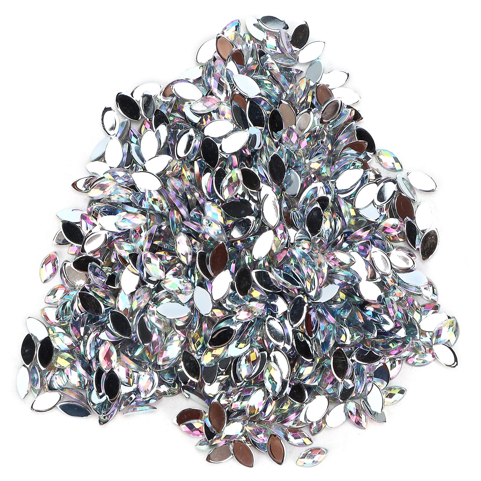 1000pcs Crafts Rhinestones Diy Horse Eye Shaped Fancy Flatback Glass Crystals Beads For Handicraft Decoration Gift01 White Ab