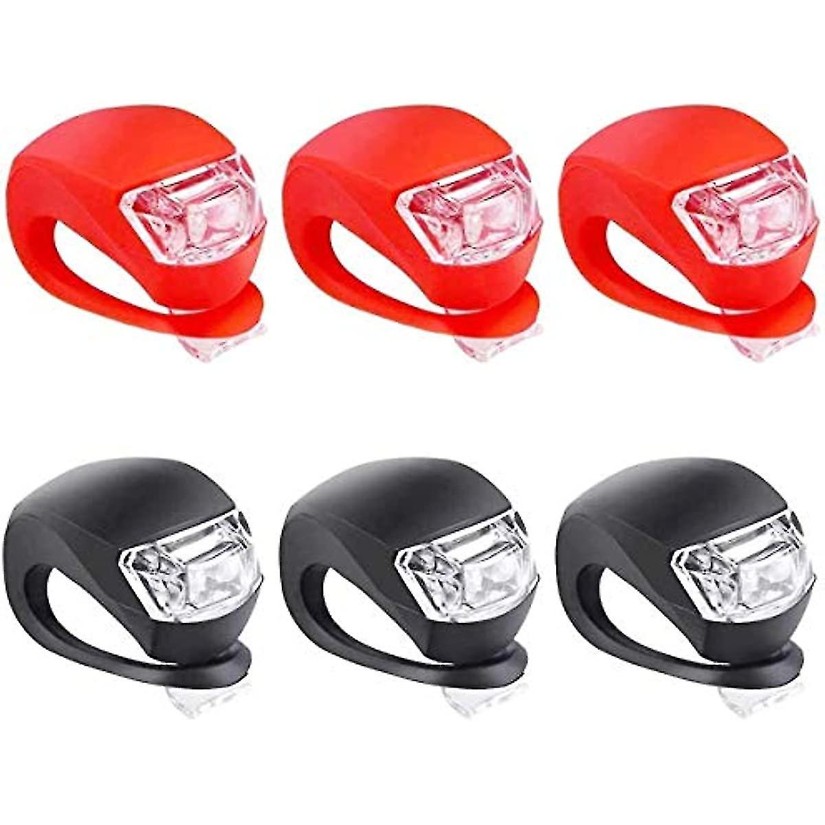 6pcs Bike Lights Front And Back  3 Light Modes Led Clip-on Silicon Bicycle Lights With Waterproof Silicone Housing For Cycling Safety