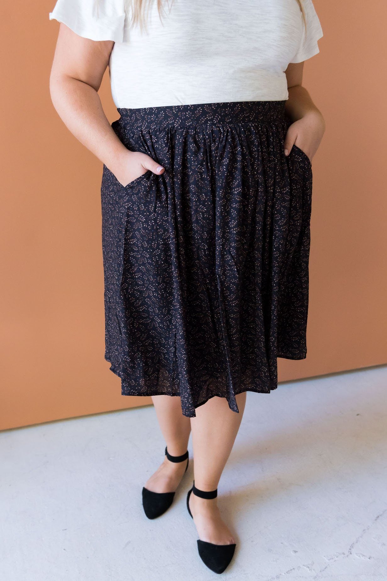 Black Floral Chiffon Skirt