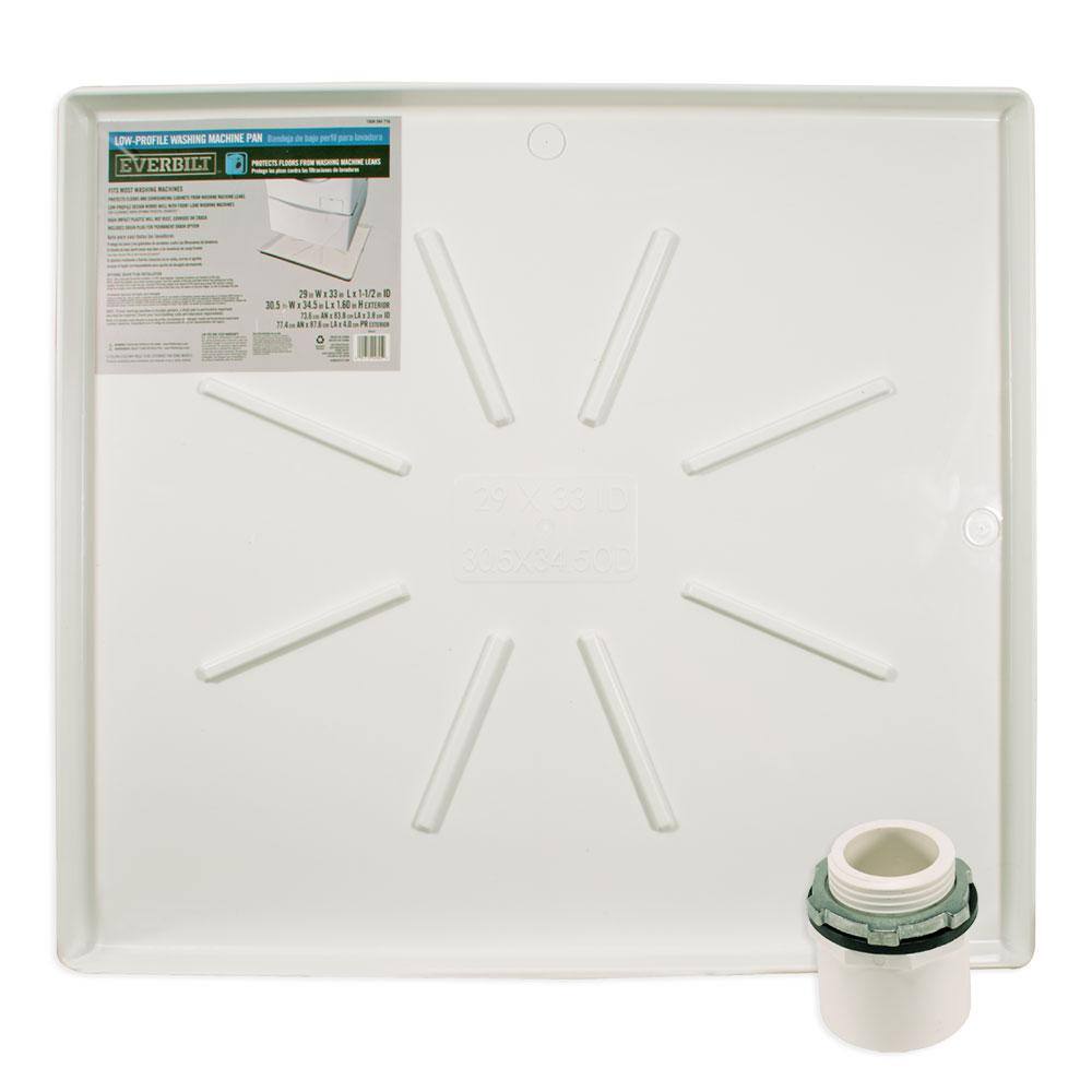 Everbilt 29 in. x 33 in. Low Profile Washing Machine Drain Pan in White 98244