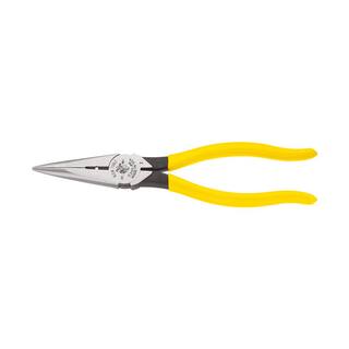 Klein Tools 8 in. Heavy Duty Long Nose Side Cutting Pliers for Wire Stripping D203-8N