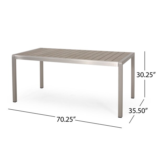 Cape Coral Aluminum Faux Wood Dining Table by Christopher Knight Home