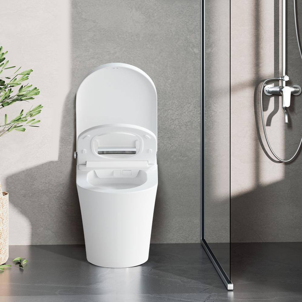 ANGELES HOME Round Smart Toilet Integrated Bidet in White Heated Seat Self Cleaning Nozzle Ultra Thin Cover and Remote Control MST740-1