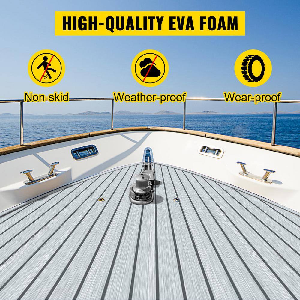 VEVOR Boat Decking Sheet 94.5 in. x 35.4 in. 6 mm Thick Self-Adhesive Non-Skid EVA Foam Faux Teak Decking 240X90EVAHSYMZNDBV0