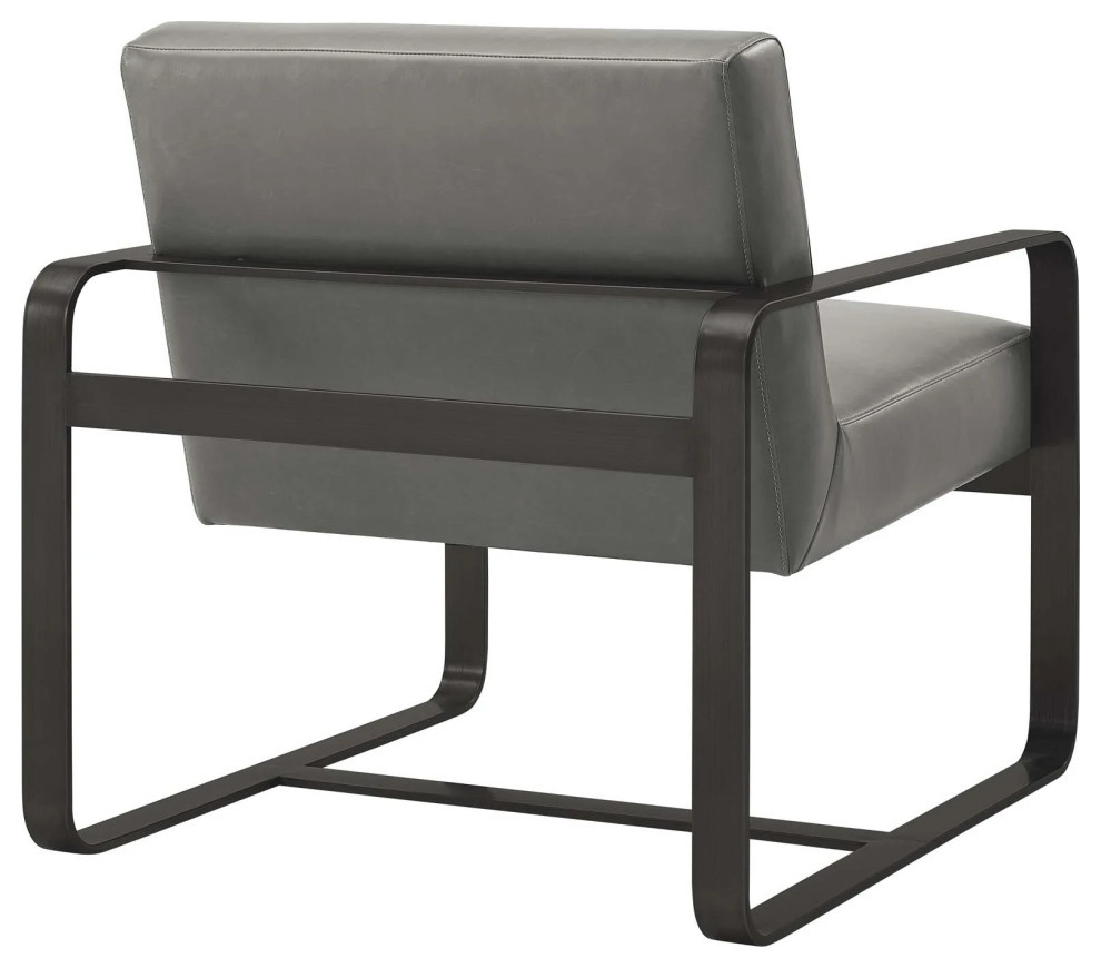 Ophelia Gray Faux Leather Armchair   Transitional   Armchairs And Accent Chairs   by V.S.D Furniture  Houzz