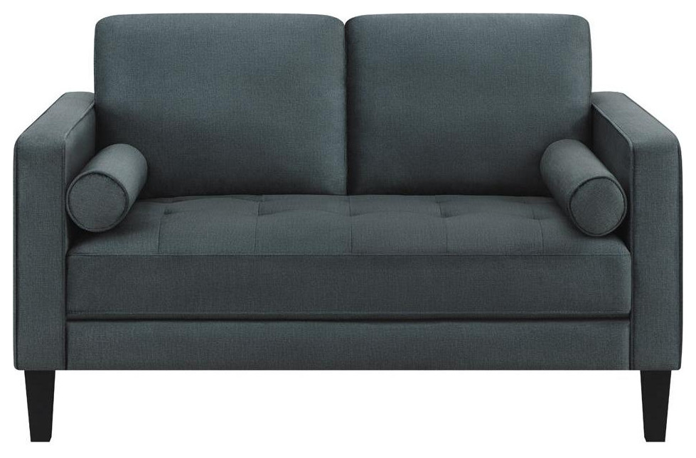 Gulfdale Cushion Back Upholstered Loveseat Dark Teal   Contemporary   Sofas   by BisonOffice  Houzz