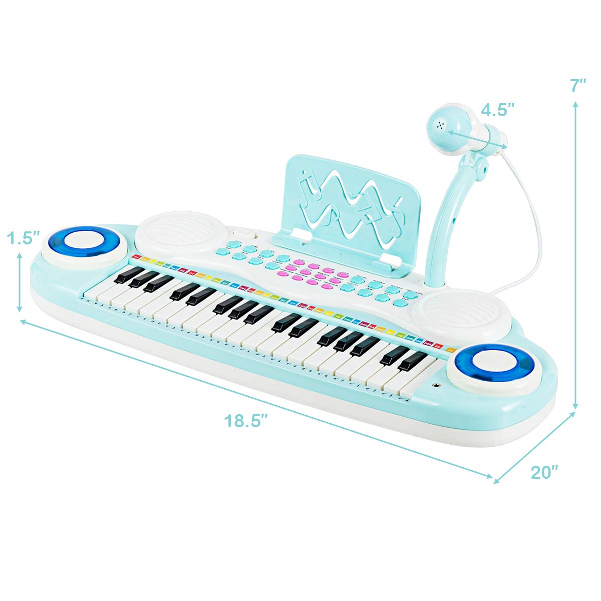 Costzon 37 Keys Electronic Keyboard Piano for Kids, Portable Musical Keyboard with Rhythm Light