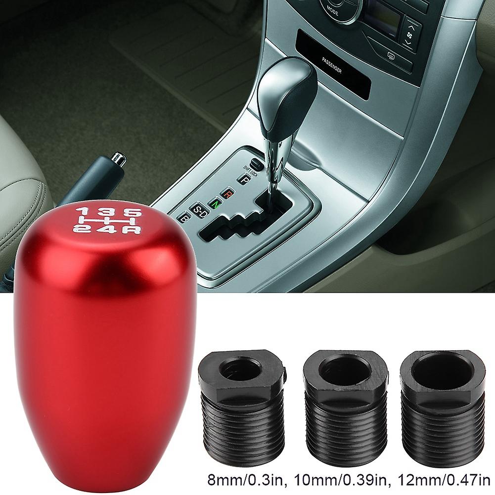 Car 5 Speed Manual Gear Shift Knob Shifter Lever Stick With 3 Adapters 8/10/12mm (red)