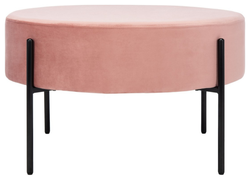 Bonnie Round Cocktail Ottoman Dusty Rose/ Black   Modern   Footstools And Ottomans   by Virgil Stanis Design  Houzz