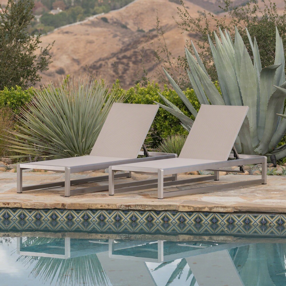 Metten Outdoor Mesh Chaise Lounge (Set of 2) by Christopher Knight Home