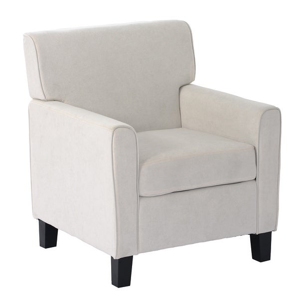 Linen Upholstered Accent Armchair with Tapered Solid Wood Legs and Square Arm