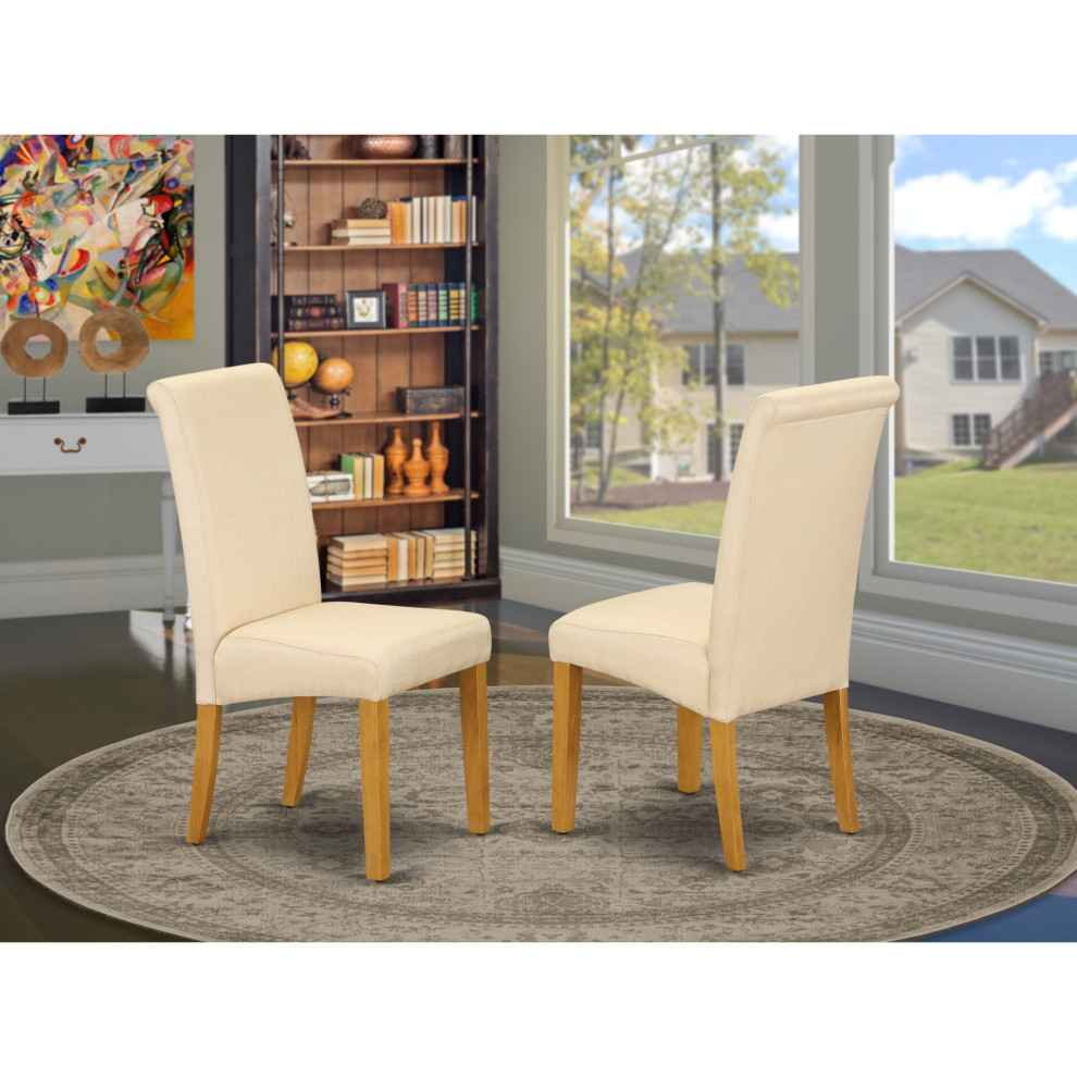 Set of 2 Parson Chair With Linen Fabric  Light Baige   Transitional   Dining Chairs   by Timeout PRO  Houzz