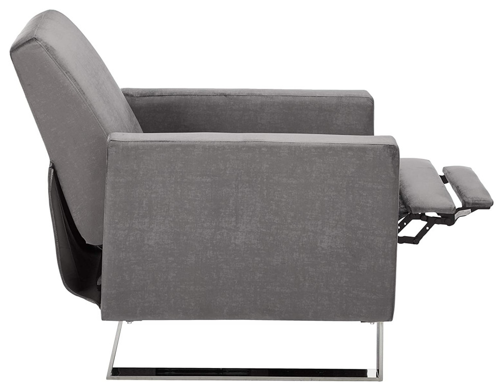 Modern Recliner Chair  Stainless Steel Legs With Padded Seat  ampTrack Arms  Gray   Contemporary   Recliner Chairs   by Declusia  Houzz