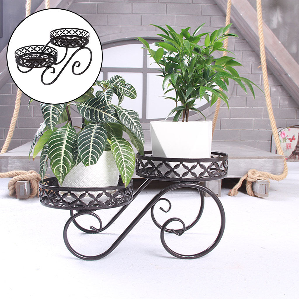 Flower Pot Stand Durable Double Layer Plant Pot Holder Plant Rack Holder for Garden Balcony Courtyard Bronze