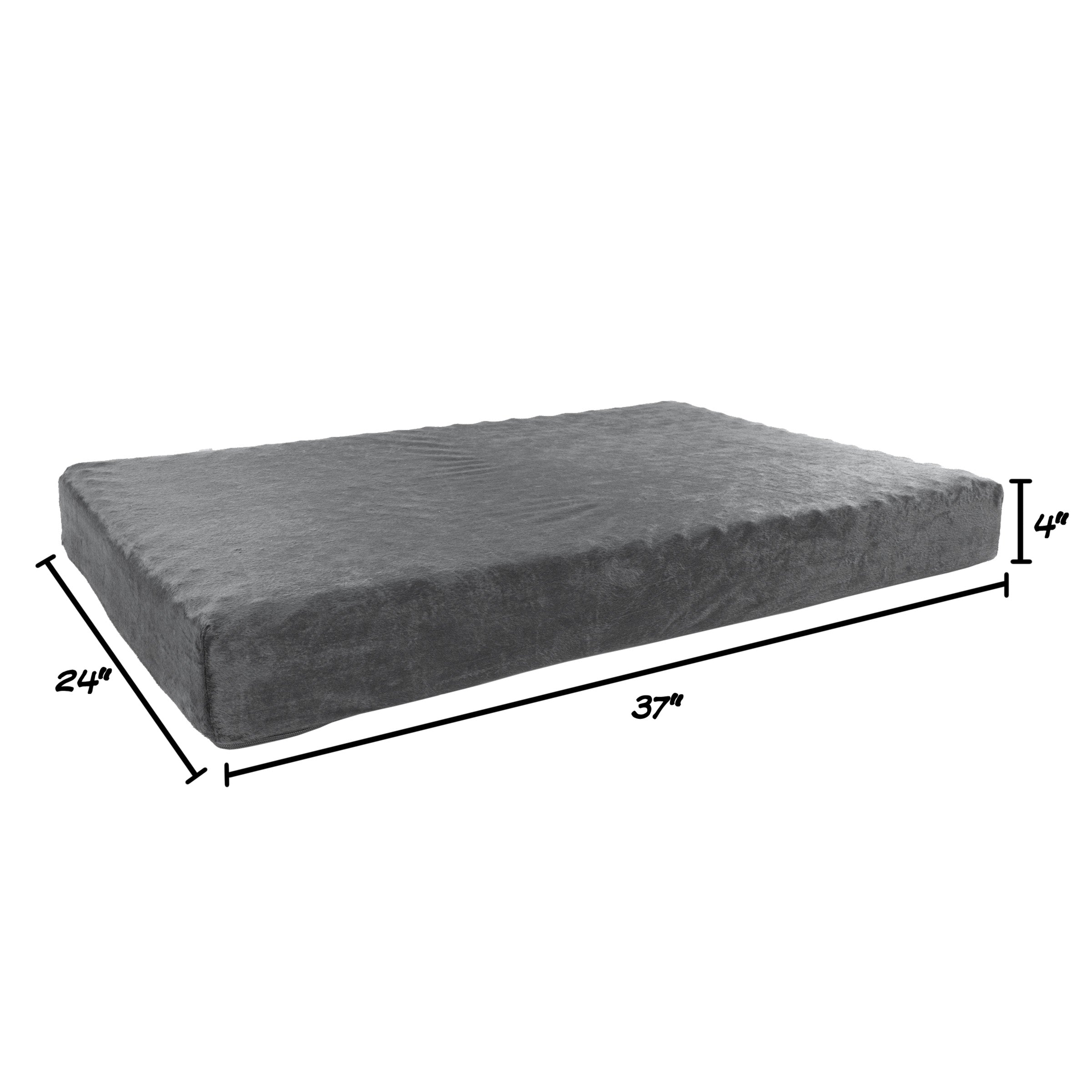 Memory Foam Dog Bed - 2-Layer Orthopedic Pet Pad with Machine Washable Cover - 37x24 Pet Bed for Large Dogs up to 65lbs by PETMAKER (Gray)