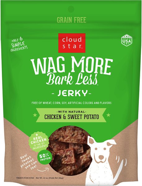 Cloud Star Wag More Bark Less Chicken and Sweet Potato Recipe Grain-Free Jerky Dog Treats