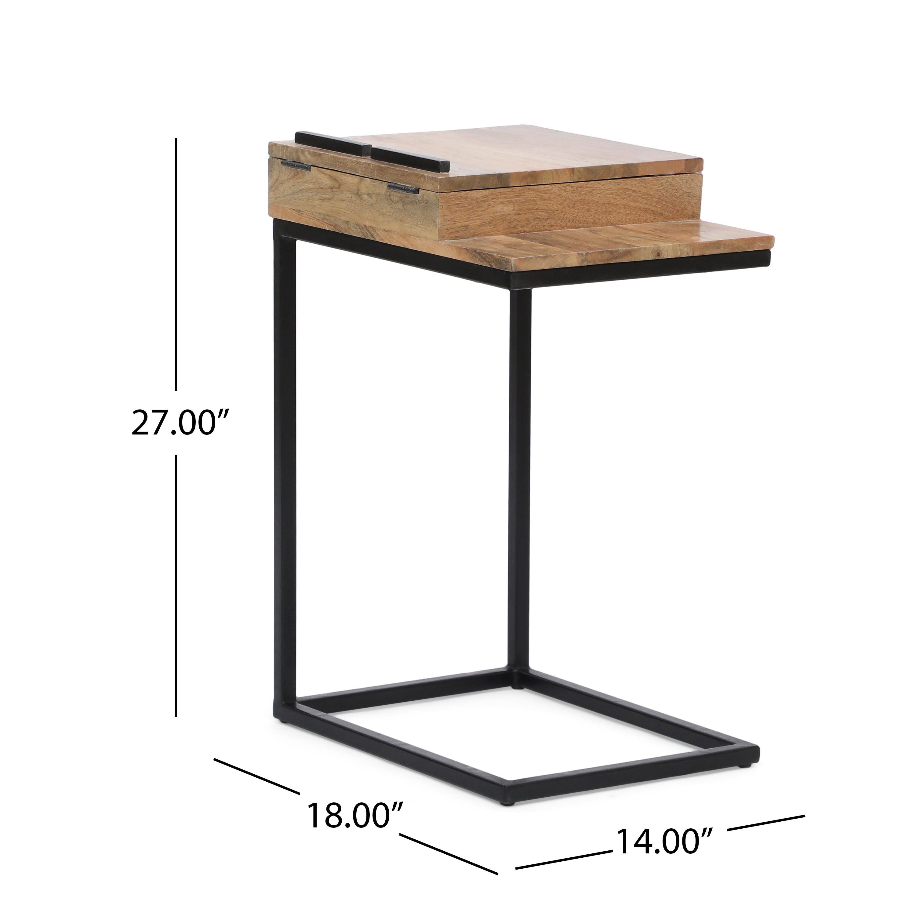 Rosita Industrial Mango Wood C-Shaped End Table