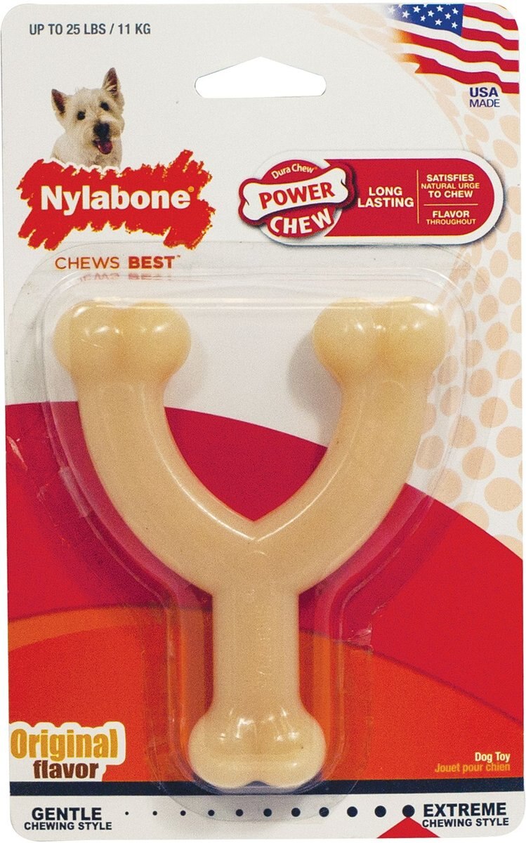 Nylabone Power Chewy Original Flavored Wishbone Chew Dog Chew Toy， Medium