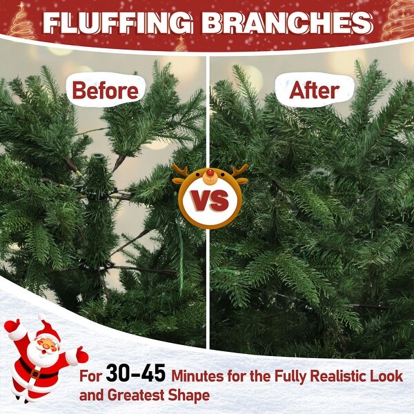 VEIKOUS 6FT Realistic Aspen Fir PreLit Artificial Green Christmas Tree with 350 LED Lights