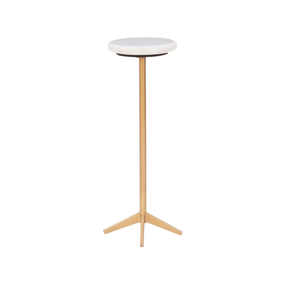 Emily White Marble Glam Drink End Table