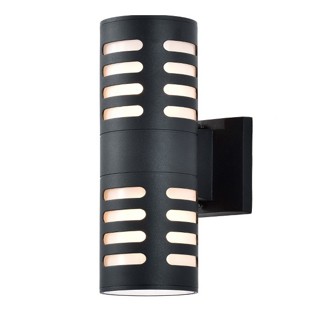 C Cattleya 2 light Matte Black Die cast Aluminum Outdoor Wall Sconce