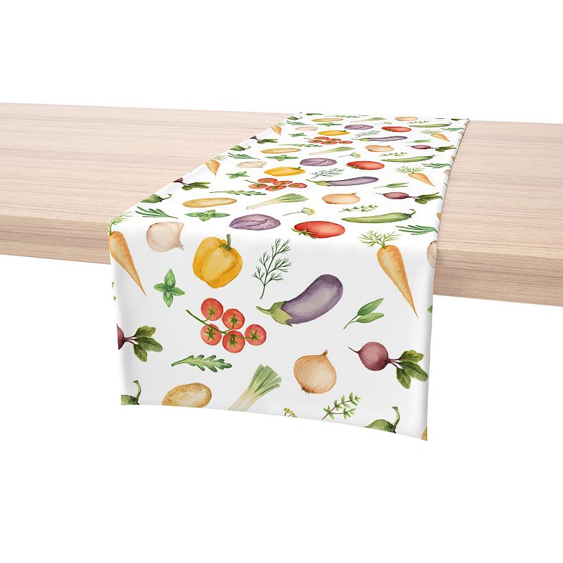 Table Runner， 100% Cotton， 16x90， Garden Vegetables