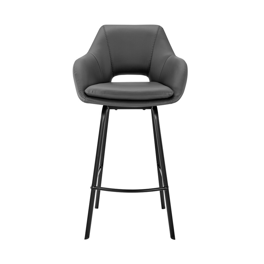 Aura Faux Leather and Metal Bar Stool