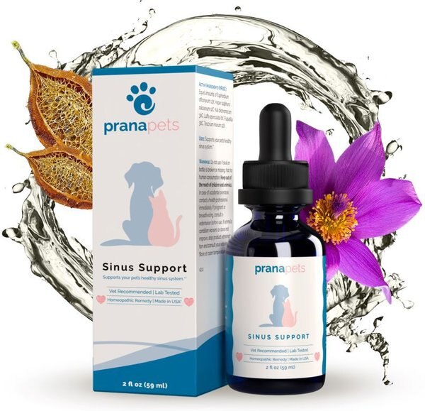 Prana Pets Sinus Support Medicine for Respiratory and Sinus Infections for Cats and Dogs， 2-oz bottle