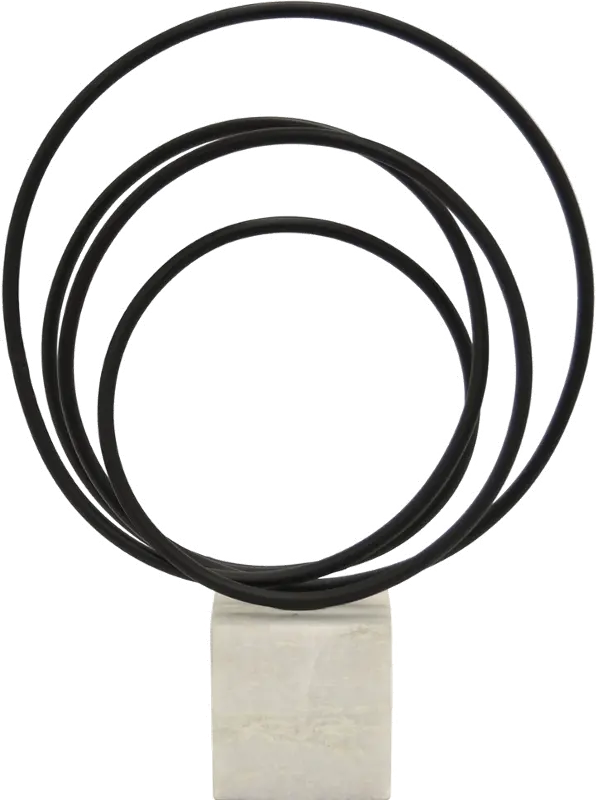 Metal Sculpture of Circles on Marble Base