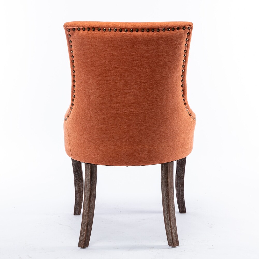 Thickened Fabric Dining Chair with Neutrally Toned Solid Wood Legs