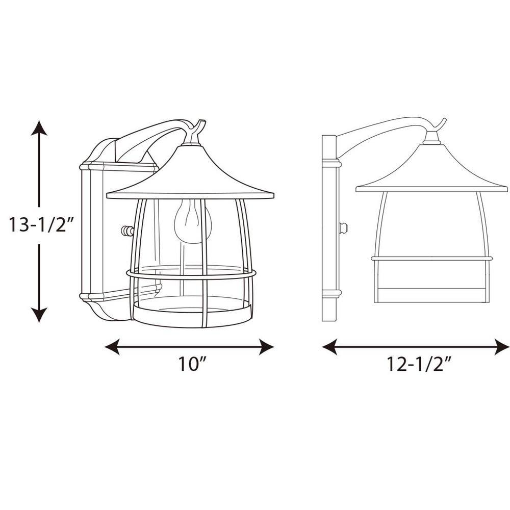 Progress Lighting Prairie Collection 1-Light Gilded Iron Clear Seeded Glass Craftsman Outdoor Large Wall Lantern Light P5764-71