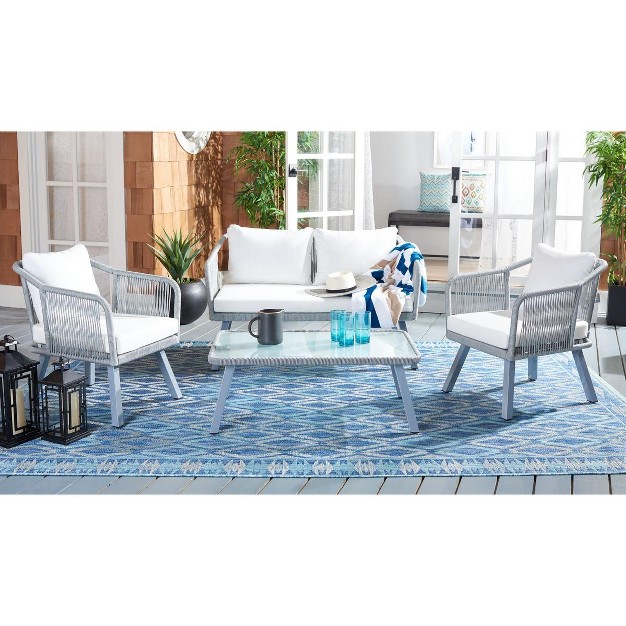 Torsla 4 Piece Rope Patio Outdoor Living Set Safavieh