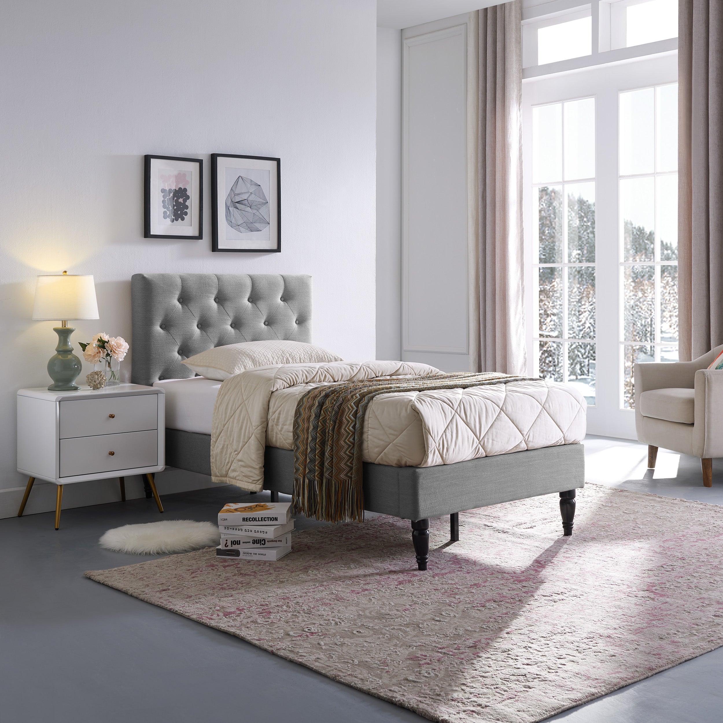 Agnes Contemporary Upholstered Platform Bed