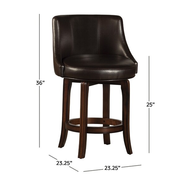 Napa Valley Wood Counter Height Swivel Stool， Dark Brown Cherry with Dark Brown Faux Leather